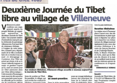 Mars 2016 - Nice Matin - deuxième journée du Tibet Libre - Villeneuve